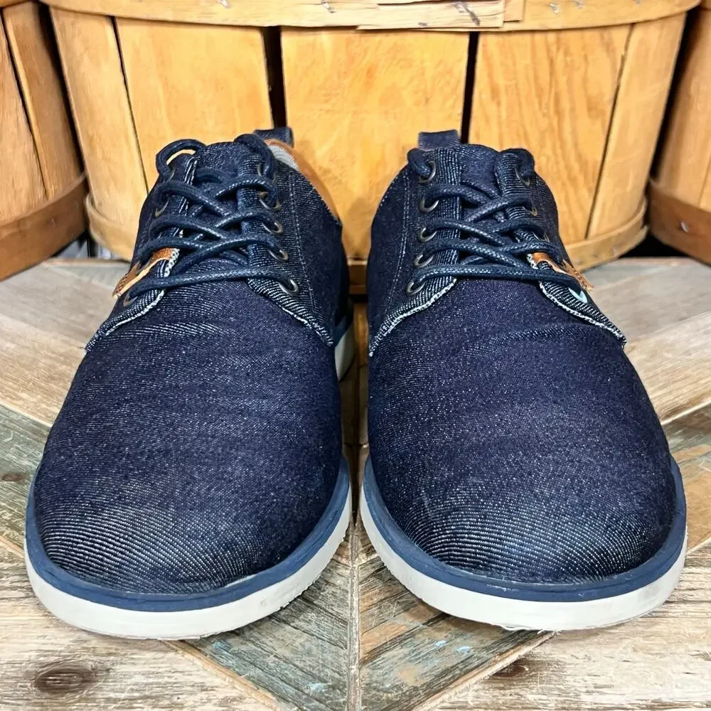 Bull Boxer Justyfi Denim Navy Canvas Tan Leather Casual Oxfords Mens Size 13